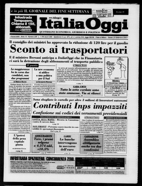 Italia oggi : quotidiano di economia finanza e politica